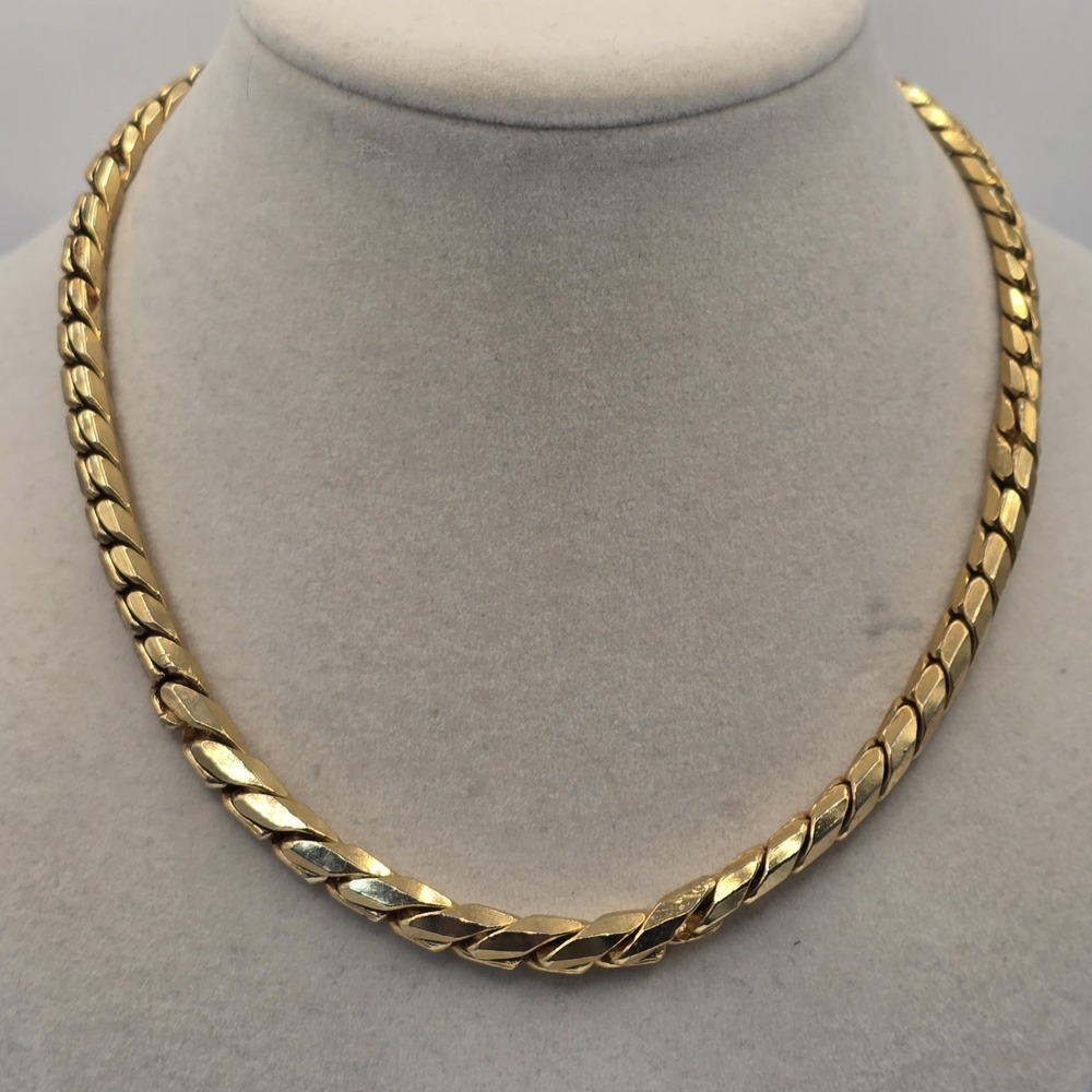 Les Bernard Inc Gold Tone Chain Necklace 14" Signed Heavy Statement Vintage